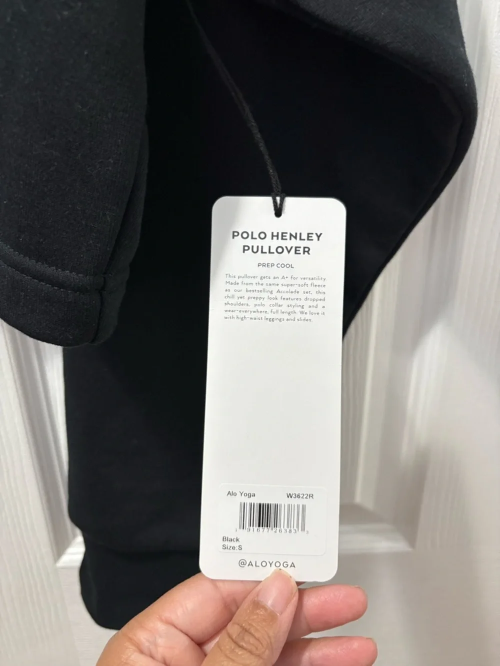Alo Yoga Polo Henley Pullover Size Small Black NWT